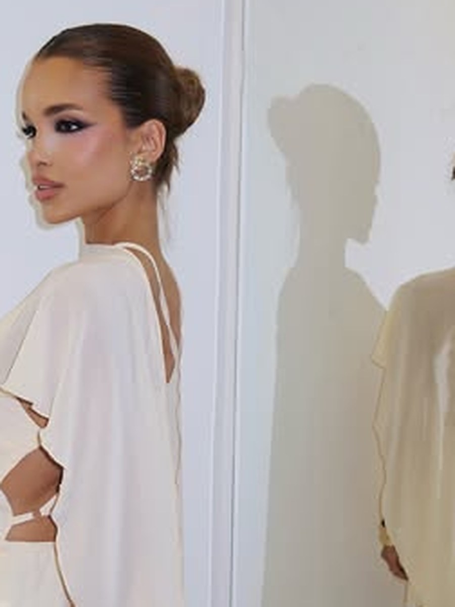 Vestido capa marfim, detalhe